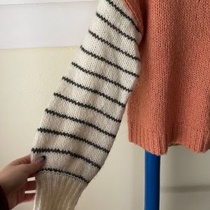 Madewell color block and pattern v neck sweater